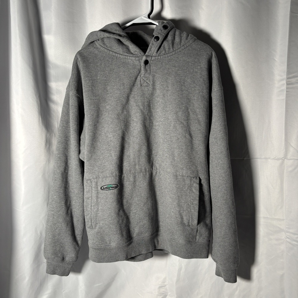 Arborwear Double Thick Hoodie Gray Snap Neck Sweatshirt Mens Large